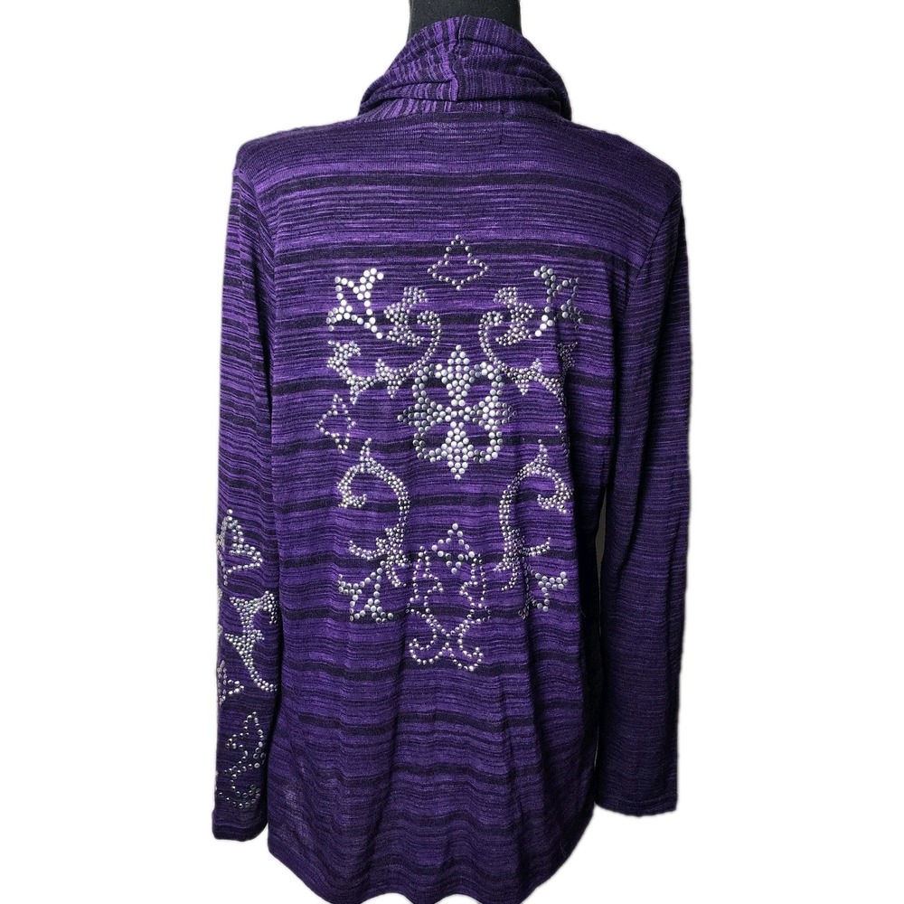 Absolutely‎ Famous M Purple Cardigan Silver Studded Gothic Grunge 90s Y2k Black